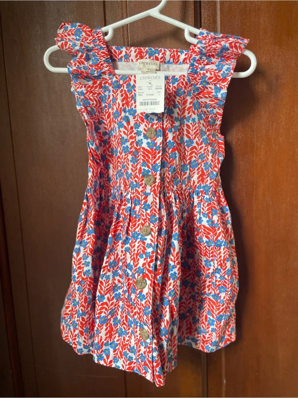 Crewcuts girls size 2 white / red / blue dress nwt